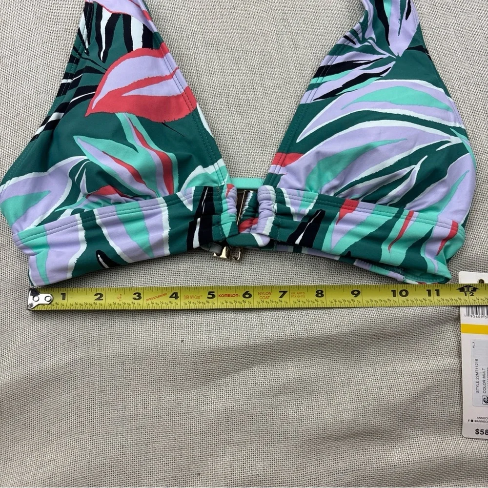 Anne Cole Women's Zesty Tropical Printed Ring Halter Bikini Top Size M